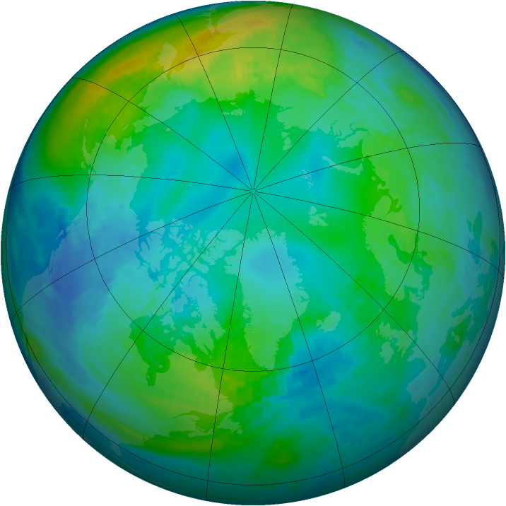Arctic ozone map for 03 November 1986